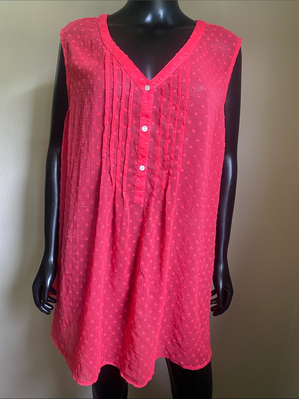 Motherhood Maternity Sheer Hot Pink Pintuck V-Neck Sleeveless Camisole